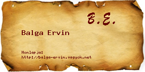 Balga Ervin névjegykártya